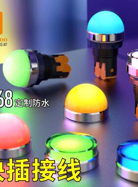 蓝波22mm快插式金属信号灯 LED电源指示灯红绿蓝黄色9V12V24V220V