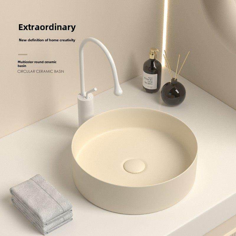 斯堪的纳维亚台面盆奶油风格灰色圆形洗脸盆小尺寸阳台浴室陶瓷迷,家装主材,台上盆,淘宝优惠券,粉丝福利购,淘宝优惠卷