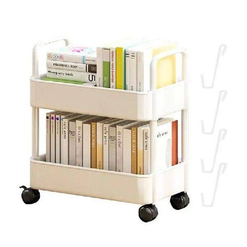 2 Tier Mobile Storage Rack Trolley Kitchen Bathroom Bedroom