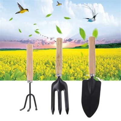 3Pcs Spade 适用于k Shovel Rake Harrow Set Home Mini Gardenin