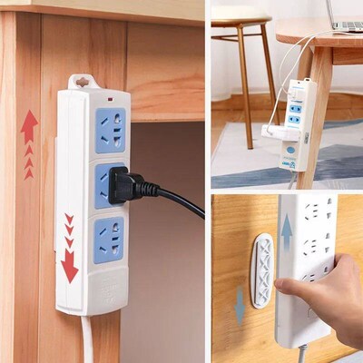 4Pcs Power Strip Sticky Hooks Self Adhesive Tape Wall Hanger