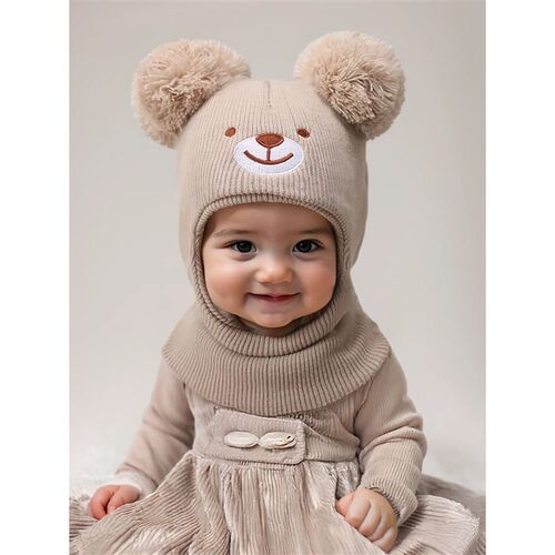 1 PCS 0-3Y Newborn black bear Embroidery Balaclava Ski Mask