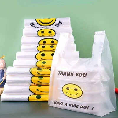 50 Pcs Plastic Bag Carry Out Bags Retail Supermarket Grocery