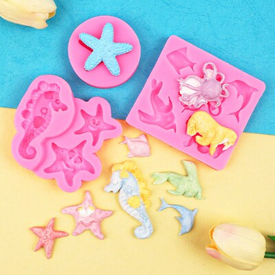 Dolphin, Sea Lion And Clown Cake Decoration Marine Mold Mari