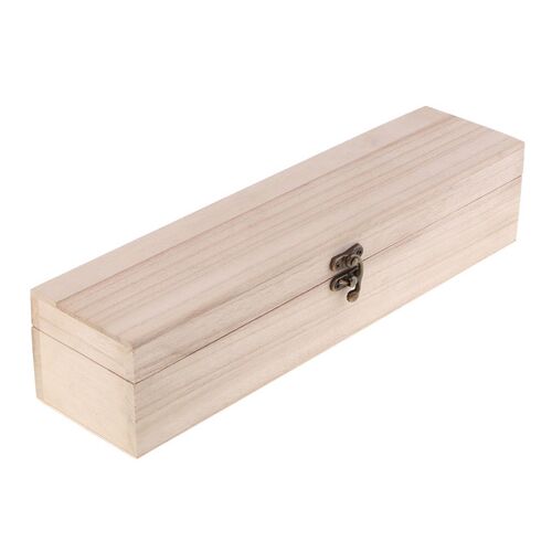 nfinished Wooden Wine Box, Hinged with Clasp, One Size, Natu