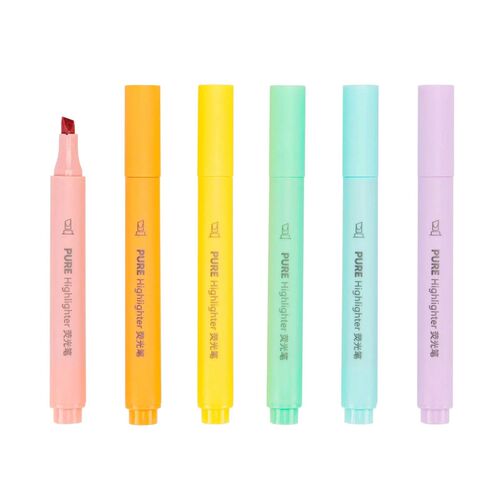 6Pcs/set Pastel Color Macaron Highlighter Pen Marker Pens Fl