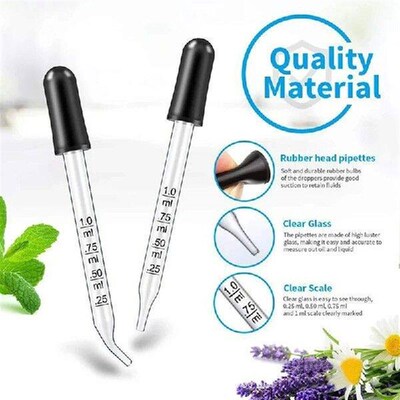 1ml Glass Scale Dropper Rubber Head Scale Pipette Dropper