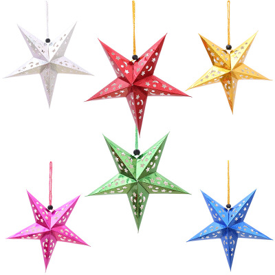 Stereo laser Christmas five-pointed star ceiling decoration