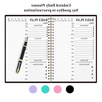 A5 undated daily hourly study planner schedule book agenda
