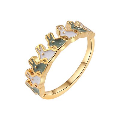 Rabbit Ring Hepburn Style Enamel Ring Fashionable Versatile