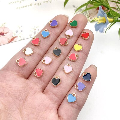 50pcs 87mm Drip Glaze Mini Heart Charms  Craft Supplies