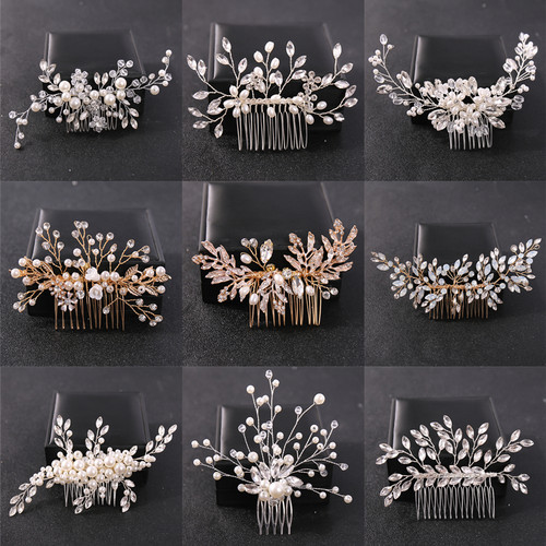 Silver Color Flower Pearl Crystal Wedding Hair Comb Hair Acc