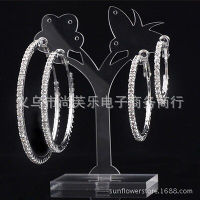 Exaggerated diamond-encrusted big circle hip-hop hiphop earr