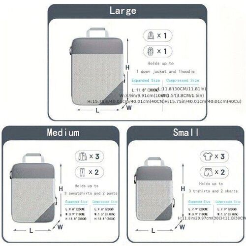3-Piece Compression Packing Cube Set - Super-Efficient