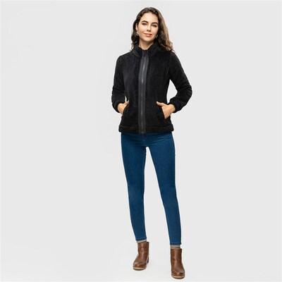 Womens Long Sleeve Zipper Sherpa Fleece Sweatshirt