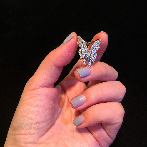 Bilincolor Clear Crystal Cubic Zirconia Fashion Open Ring fo