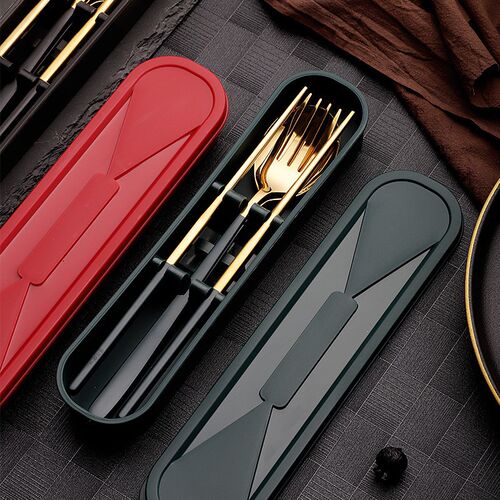 3PCS/Set Cutlery Spoon Fork Chopsticks Set Dinnerware Lunch