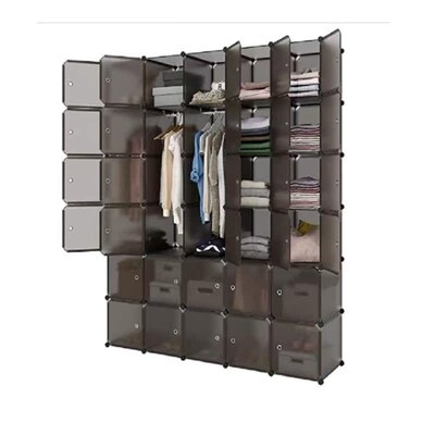 Modular Closet Bookcase Organizer Plastic Cabinet 30 Cube W