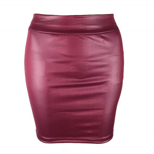 Women Mini Skirt Solid Color High Waist Slim Fit Skinny