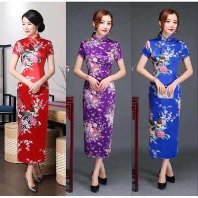 Long cheongsam autumn new young women retro temperament eleg