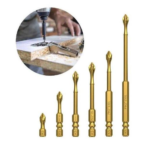 6PCS Portable Titanium Coating Screwdriver Bit Non-slip