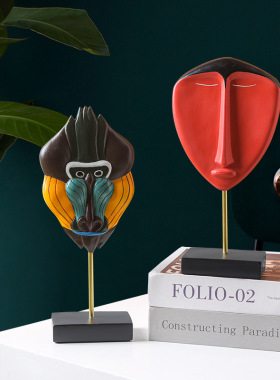 创意欧式风树脂工艺品创意客厅酒柜装饰摆设抽象人脸艺术摆件装饰