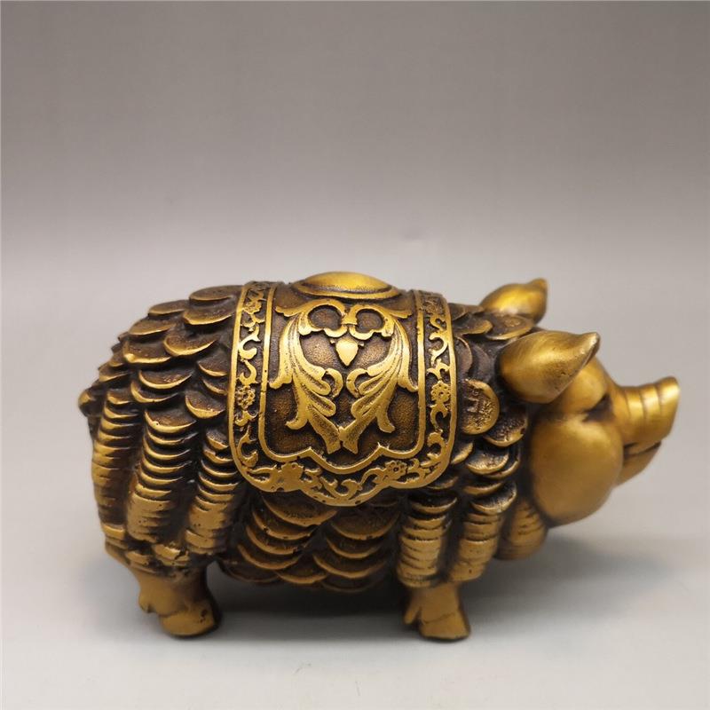 纯铜猪摆件金猪福猪生肖猪家居工艺装饰摆件纯铜制品工艺品摆件