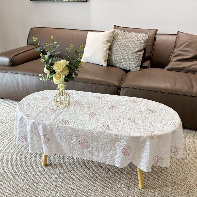 椭圆形茶几桌布防水防烫免洗PVC塑料椭圆餐桌垫家用圆形台布,居家布艺,桌布,淘宝优惠券,粉丝福利购,淘宝优惠卷