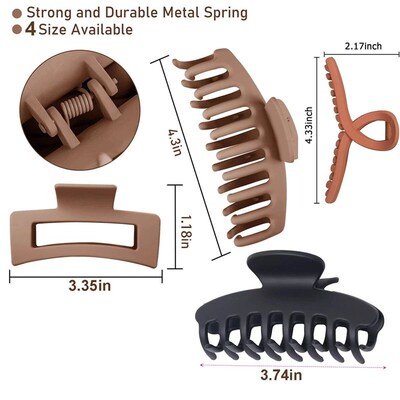 3/4PCS Hair Claw Clips 4 Inch Nonslip Large Crab Hairpins fo