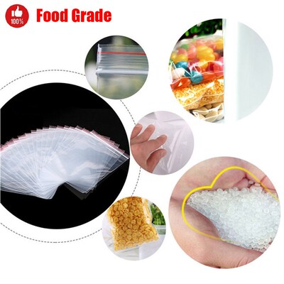 100-500PCS Resealable Zip Lock Plastic Bags Self Seal Clear