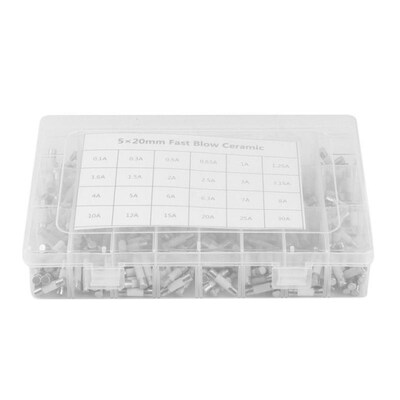 360Pcs 24Values 5X20mm Fast Blow Ceramic Fuse 250V 0.1A 0.25