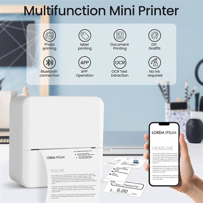 Printer, Inkless er Maker, Free Cut Small Pocket Printer, Po