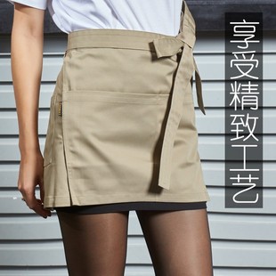 2211#两侧开叉半身短围裙 酒店饭店酒吧咖啡厅厨师服务员工作围腰