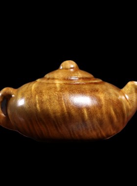 天然金丝楠水波纹把把壶手把件甄选满水波纹茶宠茶台装饰茶壶摆件