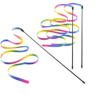 Pet Cat Toys Cute Funny Rainbow Strips  Cat Teaser Wand  Pet
