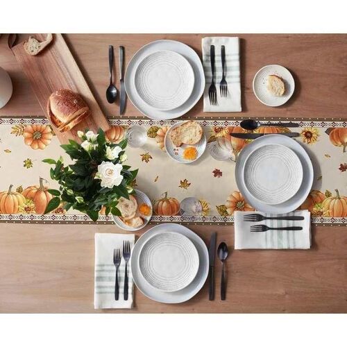 Autumn Pumpkin Maple Leaf Christmas Table Runner Wedding Dec
