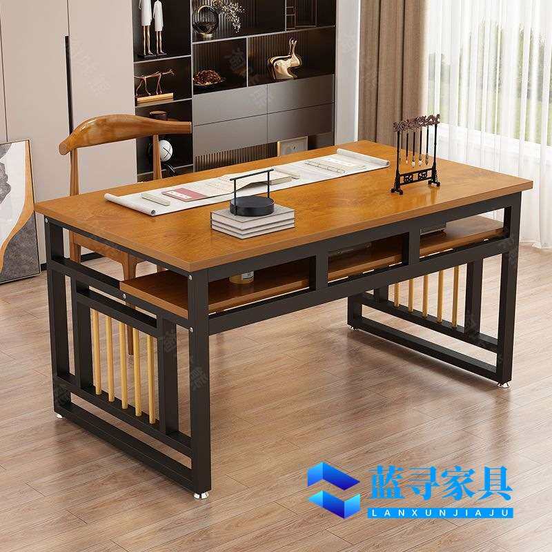 新款书法桌新中式钢木书桌毛笔书画桌案台简易国学桌子家用书房