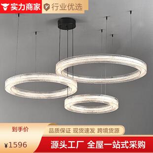 意式极简别墅客厅吊灯高亮度环形家用轻奢全铜树脂大厅卧室餐厅灯