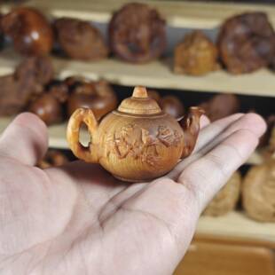 太行崖柏木雕手把件把把壶高油陈化料喜上眉梢壶茶壶实木工艺品