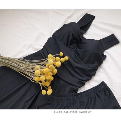 Hot Spring Swimwear Gathering Fashion Square Conservative Bi