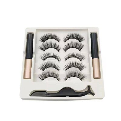 5 Pairs 5 Magnetic Eyelashes Eyeliner Tweezers Set 3D Mink E