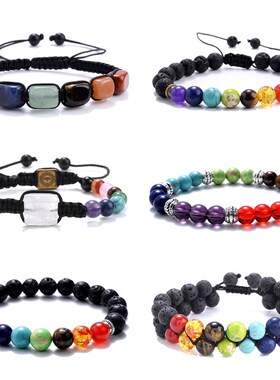 Reiki Healing Stone 7 Chakra Bracelet Women Men Meditation J