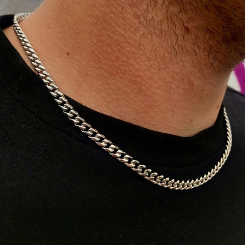 less Steel Figaro Cuban Chain Necklace For Men Women Jewelry