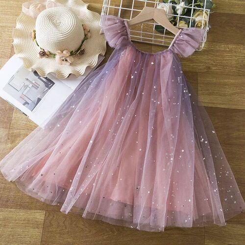 2024 New Summer Girl Suspender Princess Dress Ruffles Kids S