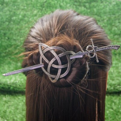 Vintage Viking Triangle Celtic Hair Clip Sword Hairpin Women