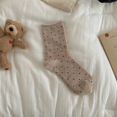 Dot Midcalf Socks for Girls Summer Thin Rollededge Student M
