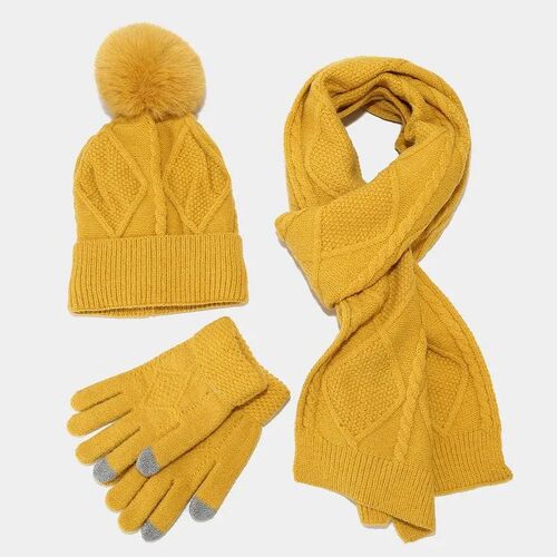 Womens Scarf Sets Winter Hat Scarf Gloves Knitted Keep Warm