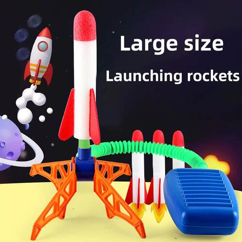 Kids Rocket Launcher Step Pump Power Air Pressed Stomp Outdo