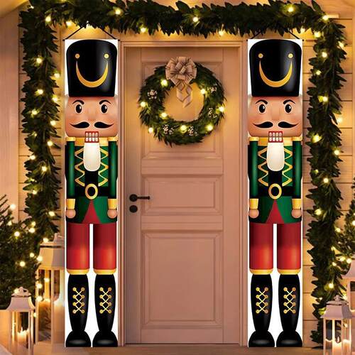 Nutcracker Soldier Banner Christmas Door Curtain Merry