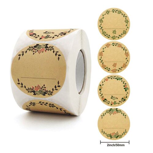 50-500Pcs 2 Inch Kraft Paper Flowers Thank You Label ers for